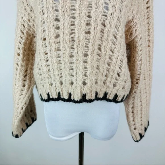 MANGO Contrast Trim Wool Blend Sweater Size Small - Picture 5 of 9